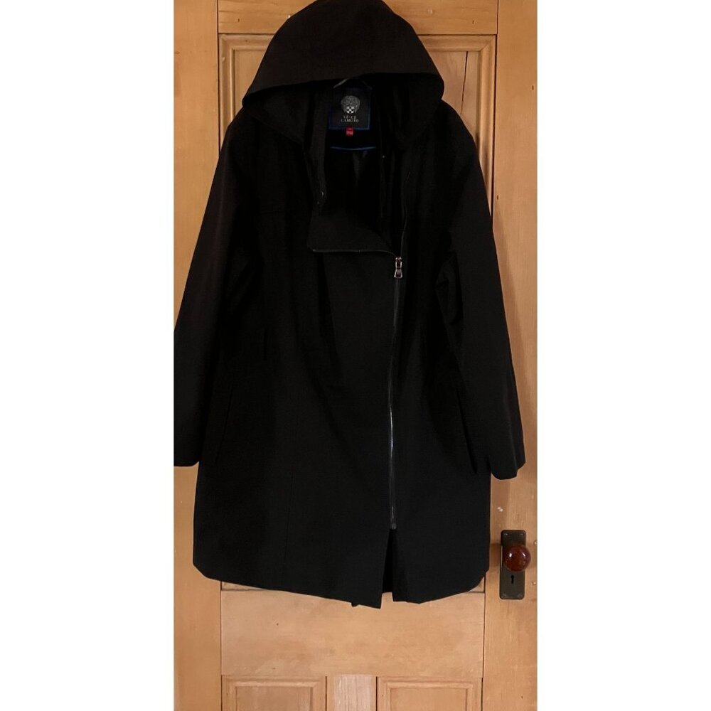 Vince Camuto Womens Removable Hood NO BELT Rain Jacket Size 3X Black SP NWOT - Picture 2 of 12